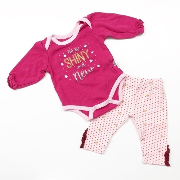Duck Duck Goose I'm So Shiny and New onesie + leggings baby girl outfit - Picture 1 of 5